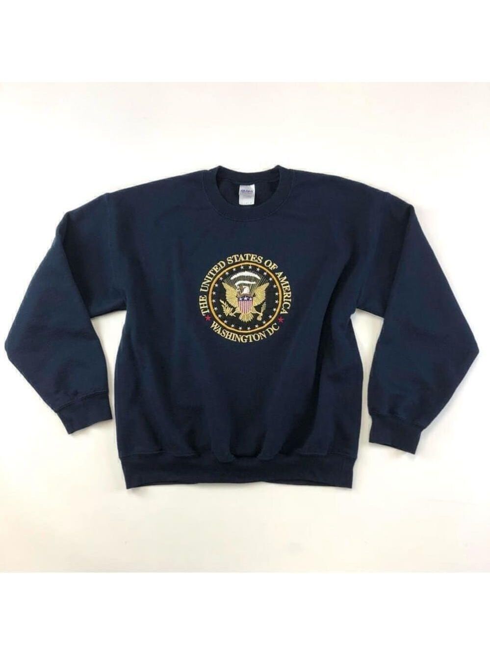 United States of America navy fleece lined Vintage embroidered sweatshirt Large